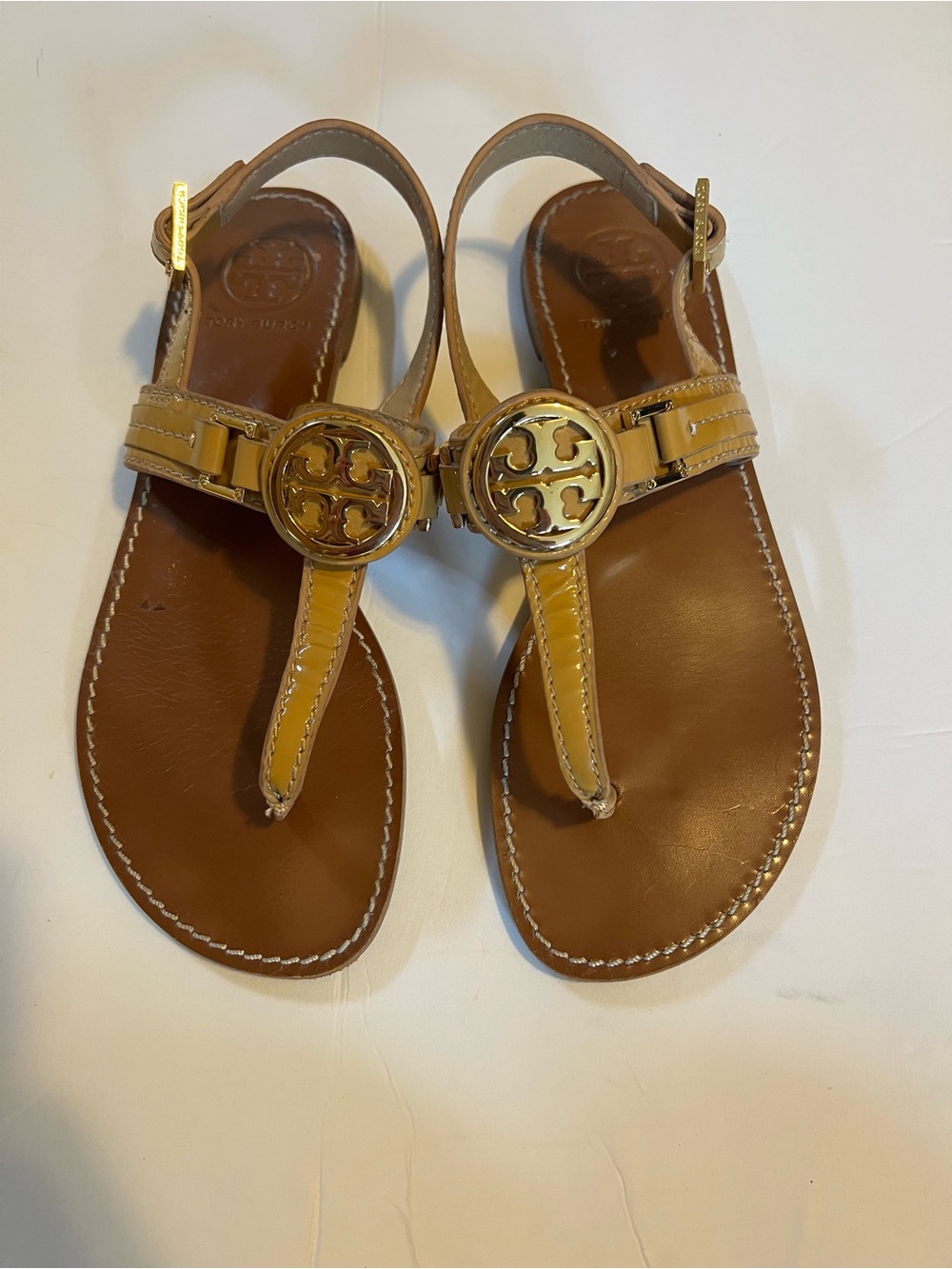 Tory Burch Tan Cassia Slingback flat Sandal | size 7